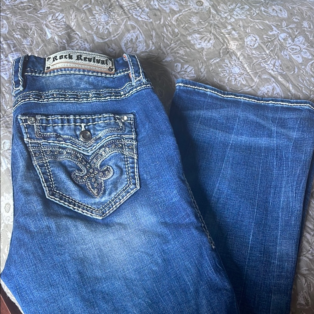 Rock Revival Dark Blue Denim with White Stitching - Picture 9 of 16